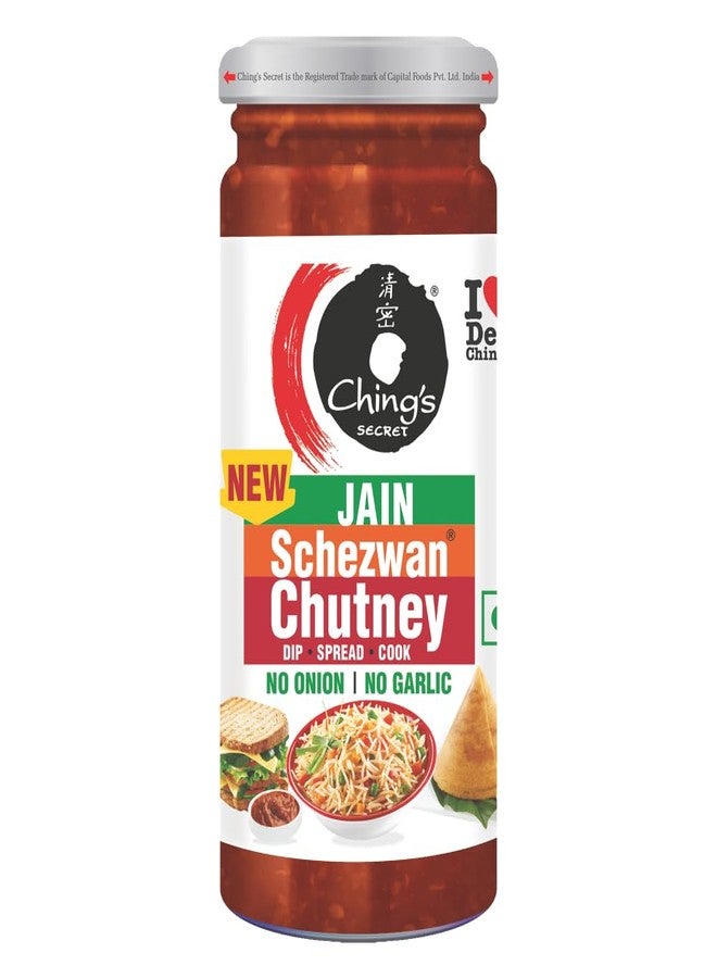 Ching's Secret Jain Schezwan Chutney, No Onion, No Garlic, Dip, Spread, Cook, Ideal for Jain Recipes and Quick Meals, 250g Jar - Image 1