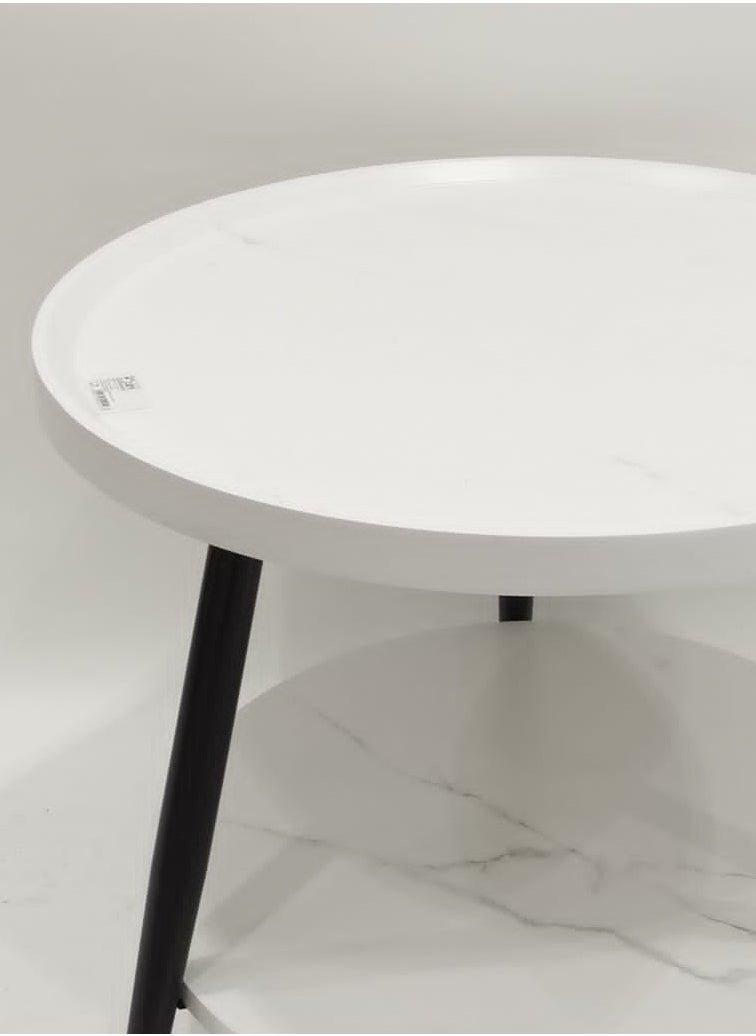 MARS Q Attractive White Marble Round Side Serving Table. 1 Pieces  - Image 2