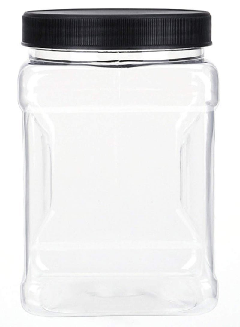 Lawei 6 Pack Clear Plastic Jars with Lids - 32 Oz Square Plastic Jars Containers with Easy Grip Handles Plastic Storage Jars for Dry Goods Cookies Candy and More - Image 2