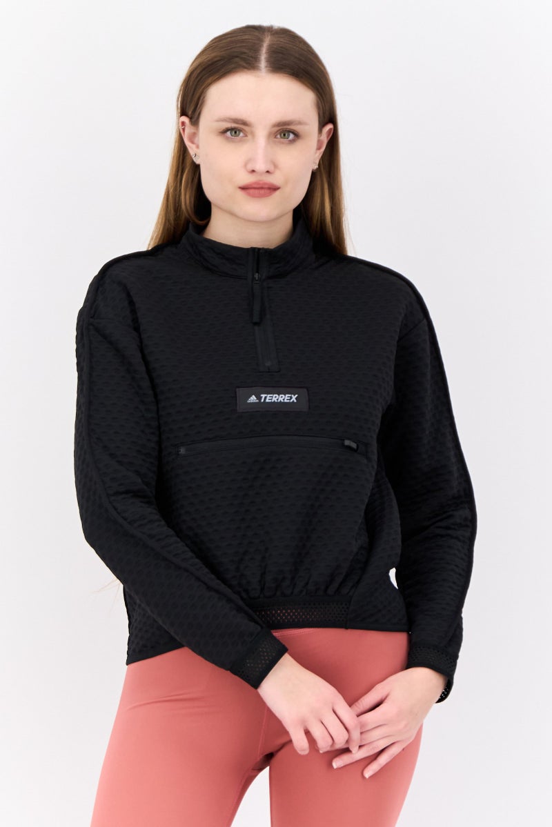 Adidas Women Sportswear Fit Long Sleeves Hiking Sweatshirt, Black  - Image 1