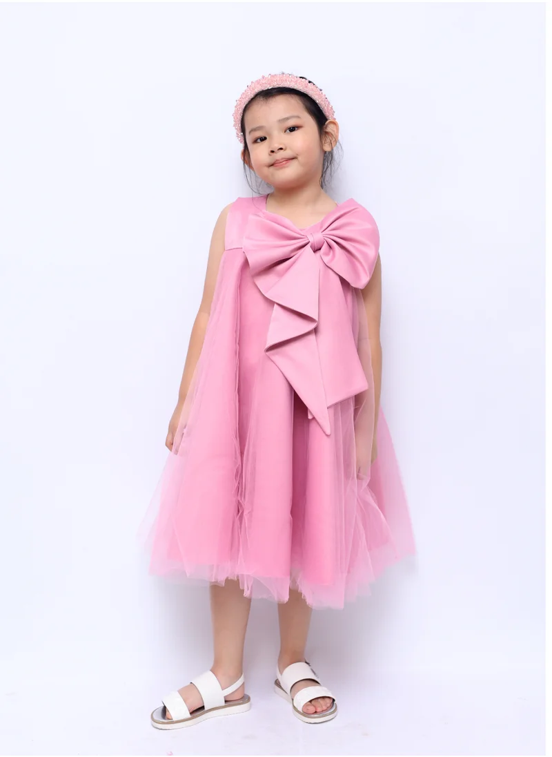 دىدانيالا D' Daniela - Big Bow Front Party Dress Dark Pink