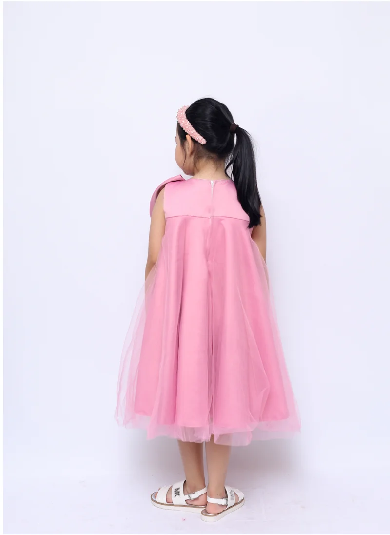 D'Daniela D' Daniela - Big Bow Front Party Dress Dark Pink