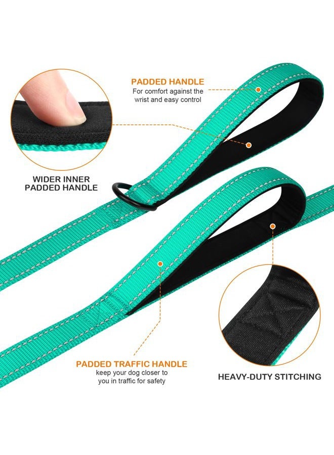 Joytale Dog Leash Heavy Duty for Large Dogs That Pull, Double Handle for Traffic Control, Double-Sided Reflective Leashes for Large Medium Dogs Night Safety, 4FT, Teal - Image 2