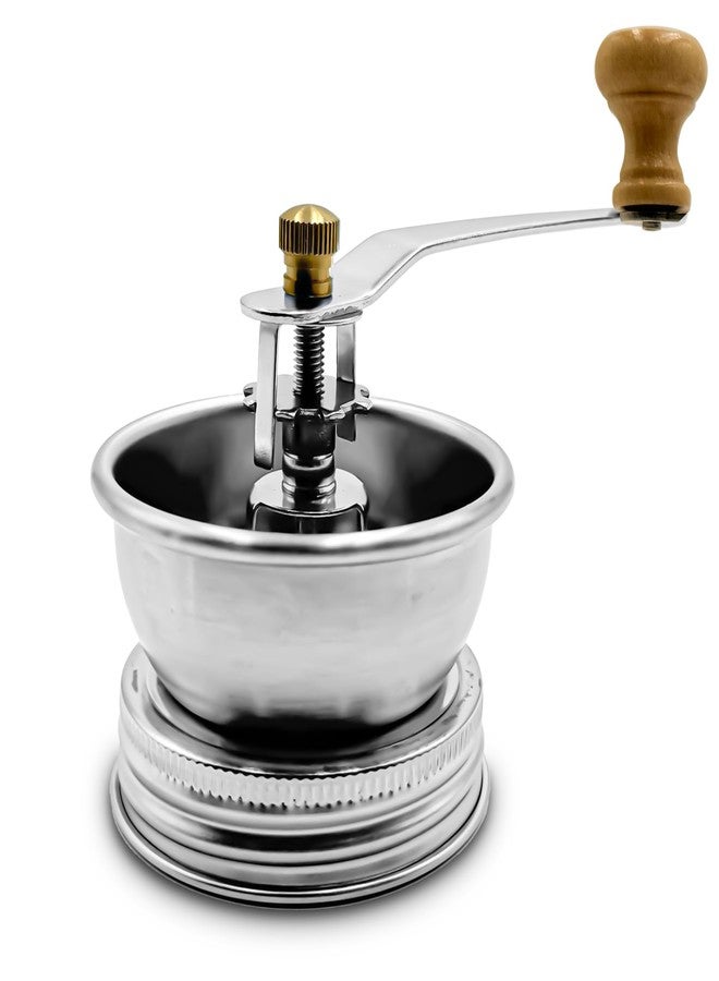 ByteX Stainless Steel Coffee Grinder Lid Attachment for Regular Mouth Mason Jars - Manual Crank Burr Grinder for Fresh Coffee, Ideal for Camping, Home Barista, Rust Proof Ceramic Mechanism - Image 1