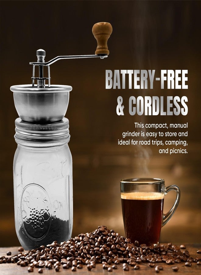 ByteX Stainless Steel Coffee Grinder Lid Attachment for Regular Mouth Mason Jars - Manual Crank Burr Grinder for Fresh Coffee, Ideal for Camping, Home Barista, Rust Proof Ceramic Mechanism - Image 4