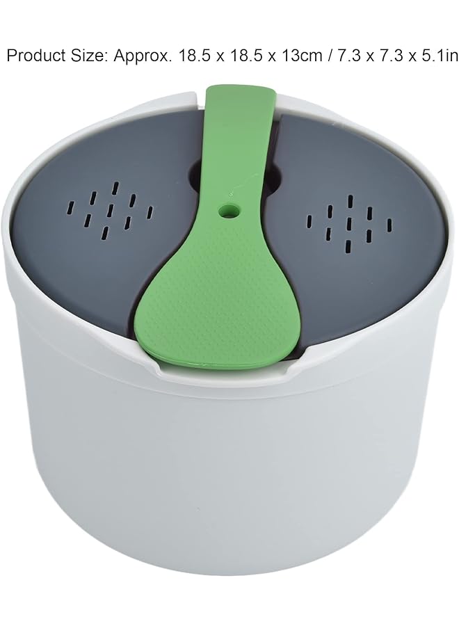 Bewinner 2L Microwave Rice Cooker Set With Strainer, Food Grade Pp Material, Dishwasher Safe Container For Quick Cooking, Perfect For Family And Dorm Use (Green) - Image 5