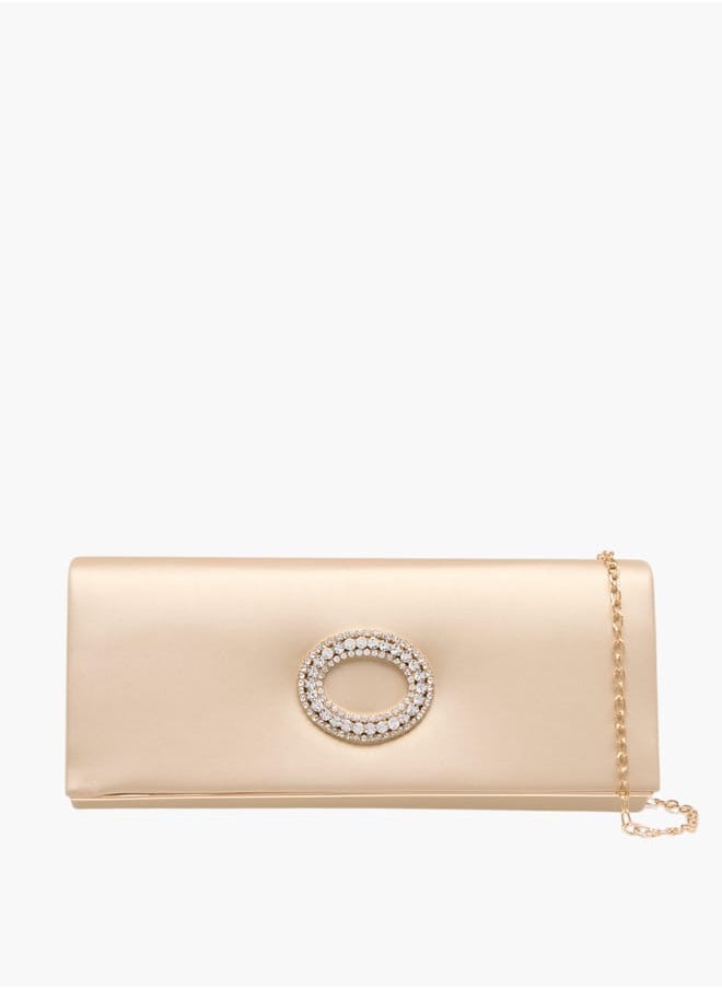 Flora Bella By Shoexpress Women Embellished Clutch with Button Closure and Chain Strap  - Image 1