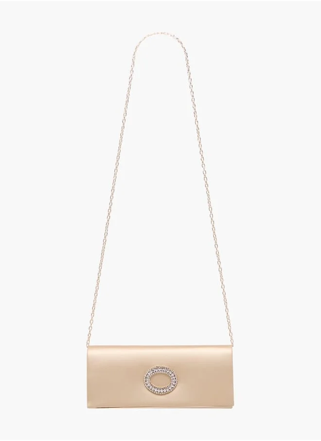 Flora Bella By Shoexpress Women Embellished Clutch with Button Closure and Chain Strap Ramadan Collection