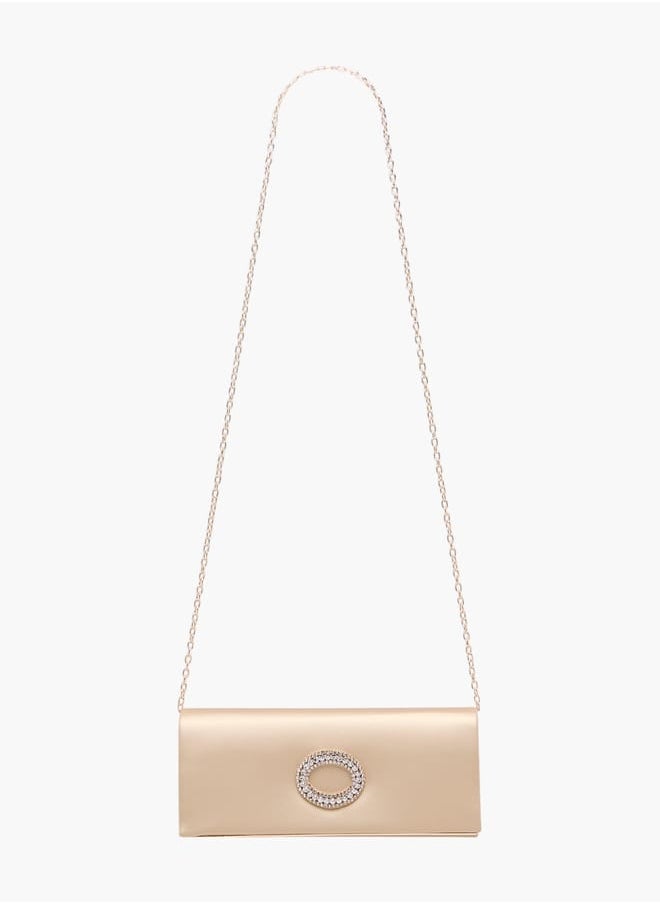 Flora Bella By Shoexpress Women Embellished Clutch with Button Closure and Chain Strap  - Image 2