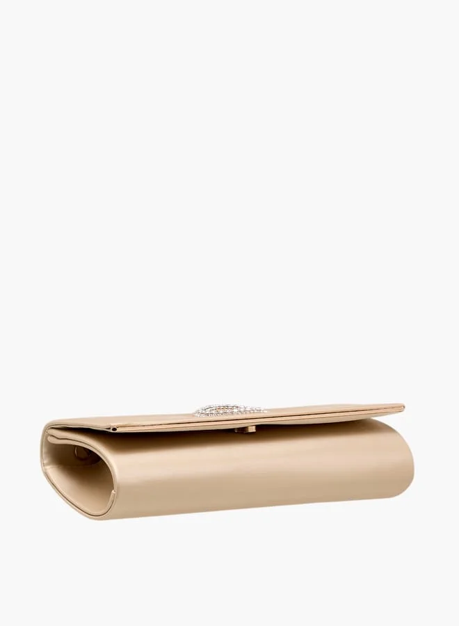 Flora Bella By Shoexpress Women Embellished Clutch with Button Closure and Chain Strap Ramadan Collection