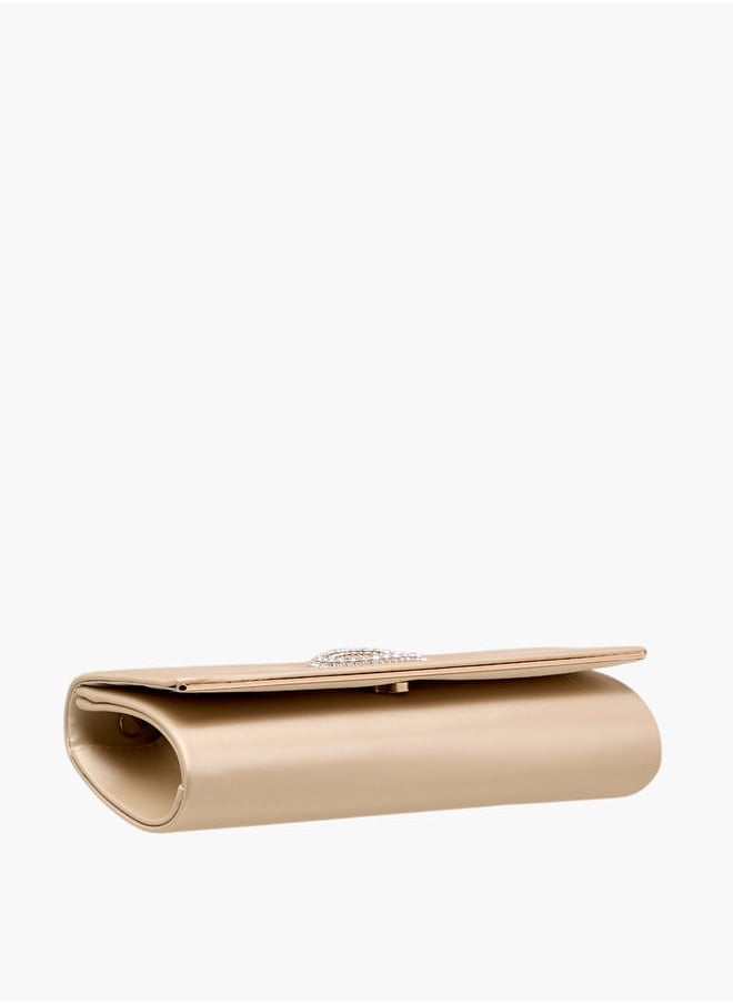 Flora Bella By Shoexpress - Women Embellished Clutch with Button Closure and Chain Strap - Image 1