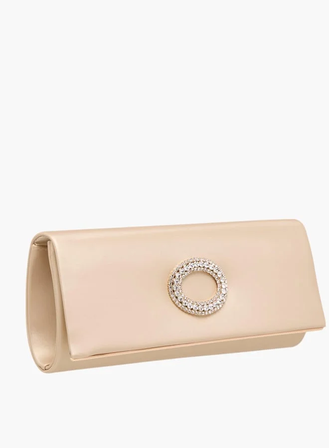 Flora Bella By Shoexpress Women Embellished Clutch with Button Closure and Chain Strap Ramadan Collection
