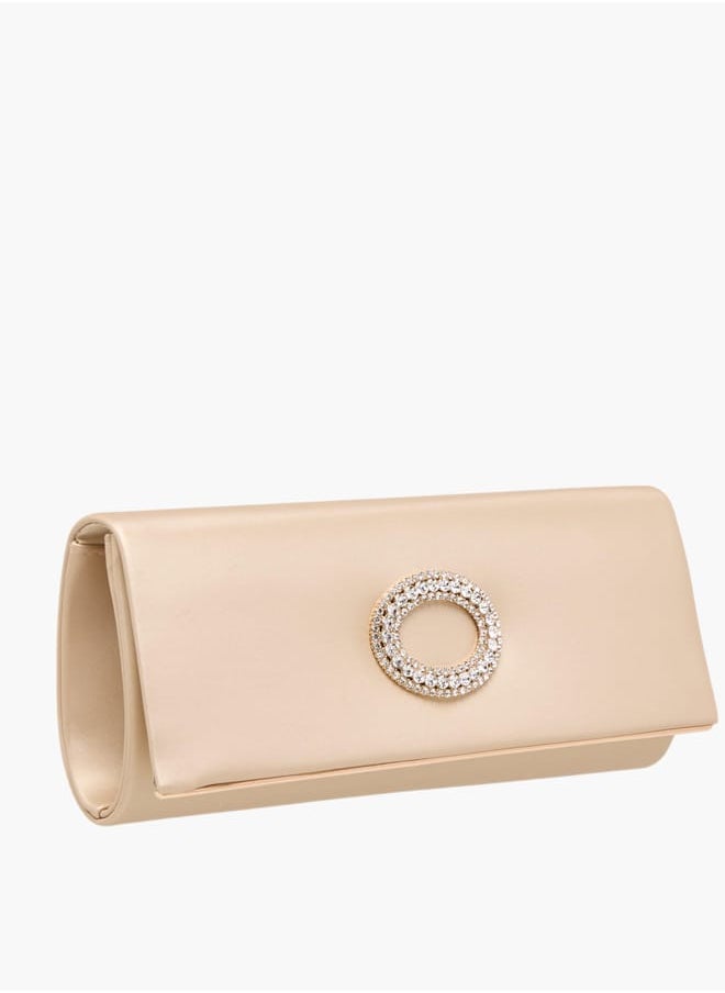 Flora Bella By Shoexpress Women Embellished Clutch with Button Closure and Chain Strap  - Image 3