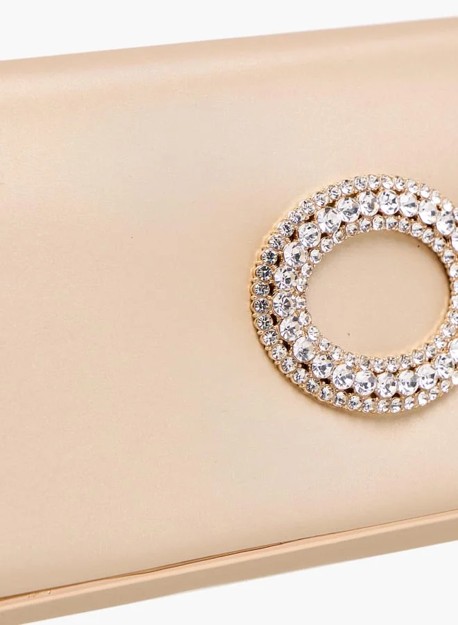 Flora Bella By Shoexpress Women Embellished Clutch with Button Closure and Chain Strap Ramadan Collection