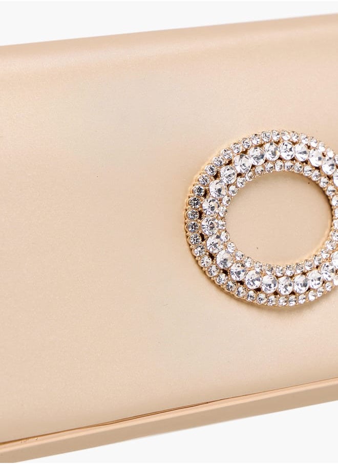 Flora Bella By Shoexpress Women Embellished Clutch with Button Closure and Chain Strap  - Image 5