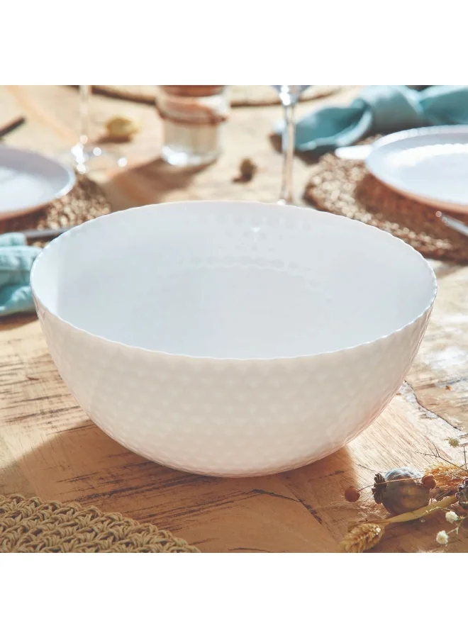 Luminarc Pampille Microwave and Dishwasher Safe Glossy Finish Salad Bowl White 24 cm Q4661