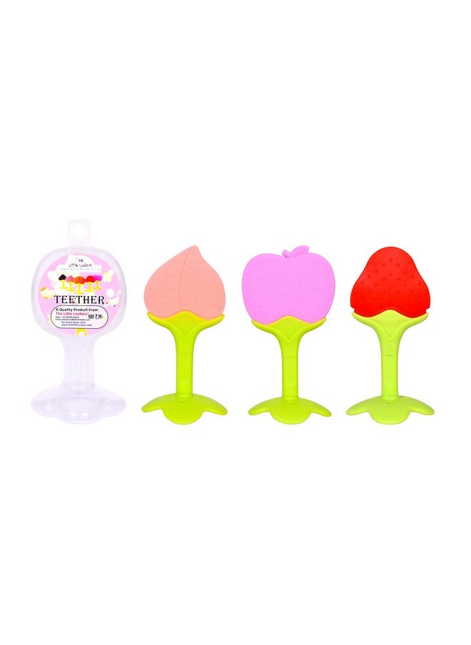 The Little Lookers Combo Silicone Fruit Shape Teether For Baby Toddlers Infants Children (Pack Of 3) (Color 3)  - Image 1