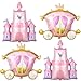 GIHOO Princess Birthday Party Decorations 4pcs Castle and Carriage Foil Balloons for Girls Princess Birthday Baby Shower Party Supplies - Image 2