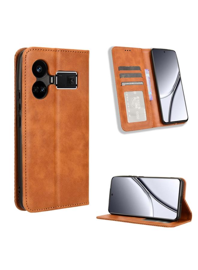 S-TOP Case For Realme GT5 5G Magnetic Buckle Retro Texture Leather Phone Case - Image 1