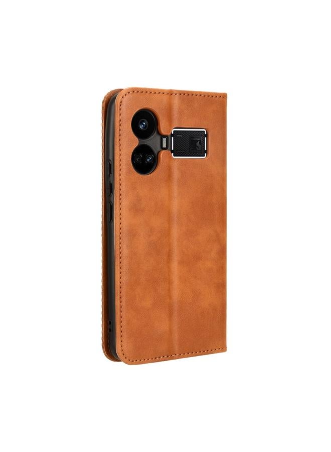 S-TOP Case For Realme GT5 5G Magnetic Buckle Retro Texture Leather Phone Case - Image 3