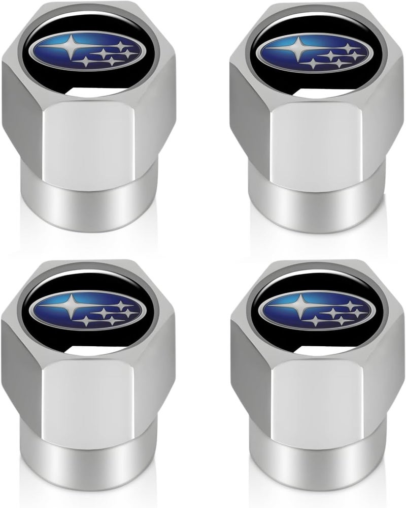 XIGRALUCK Tire Valve Stem Cap for Subaru Ascent BRZ Crosstrek Forester Impreza Legacy Outback WRX STI XV Crosstrek Metal Tire Stem Cover with Belt O-Ring Air caps Sports Accessories 4 Pack - Image 1