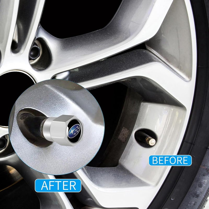 XIGRALUCK Tire Valve Stem Cap for Subaru Ascent BRZ Crosstrek Forester Impreza Legacy Outback WRX STI XV Crosstrek Metal Tire Stem Cover with Belt O-Ring Air caps Sports Accessories 4 Pack - Image 3