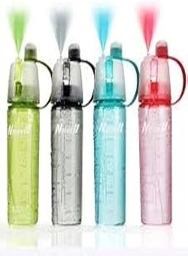 IRIS Spray Drinking Water Bottle, 600 Ml Big Storage Outdoor Sport Portable Space Cup Dual-function Cooling & Drinking Bottle, Colour may vary