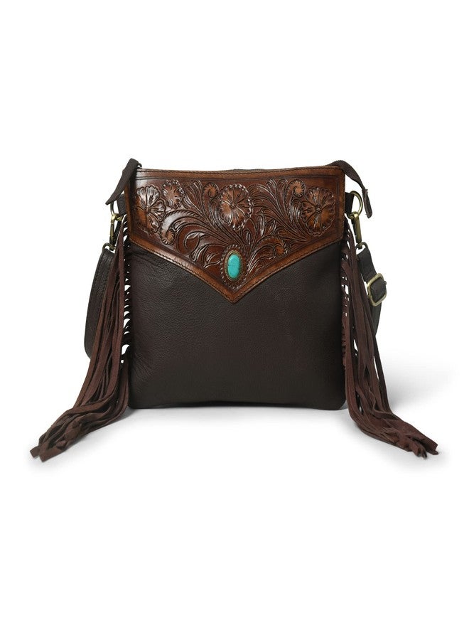 ADYAN Western Leather Purses for Women Crossbody Bag Sling Bag for Women Hand-tooled Fringe Purse - Image 1
