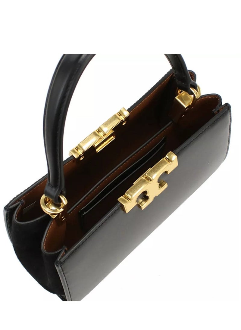 Burch Tory Burch Eleanor Leather Suede Trimmed Shoulder Crossbody Tote Bag - Image 5