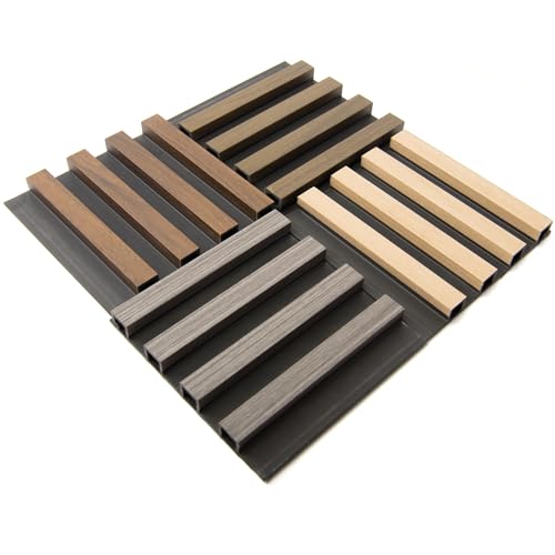 Art3d 4-Pack 6 x 6 Inch WPC Wood Slat Wall Panel for Interior Wall Décor, 3D Wood Fluted Acoustic Wall Paneling for Living Room Bedroom Home & Office - 4 Colors - Image 2