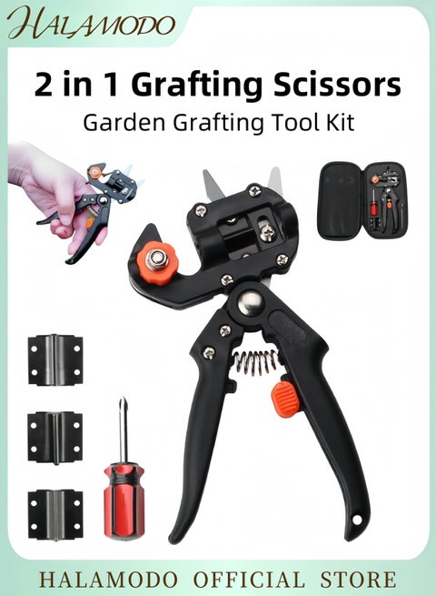 Professional All-In-One Garden Grafting Tool Kit Precision Pruning Shears Grafting Knife & Replacement Blades Set with Portable Carrying Case