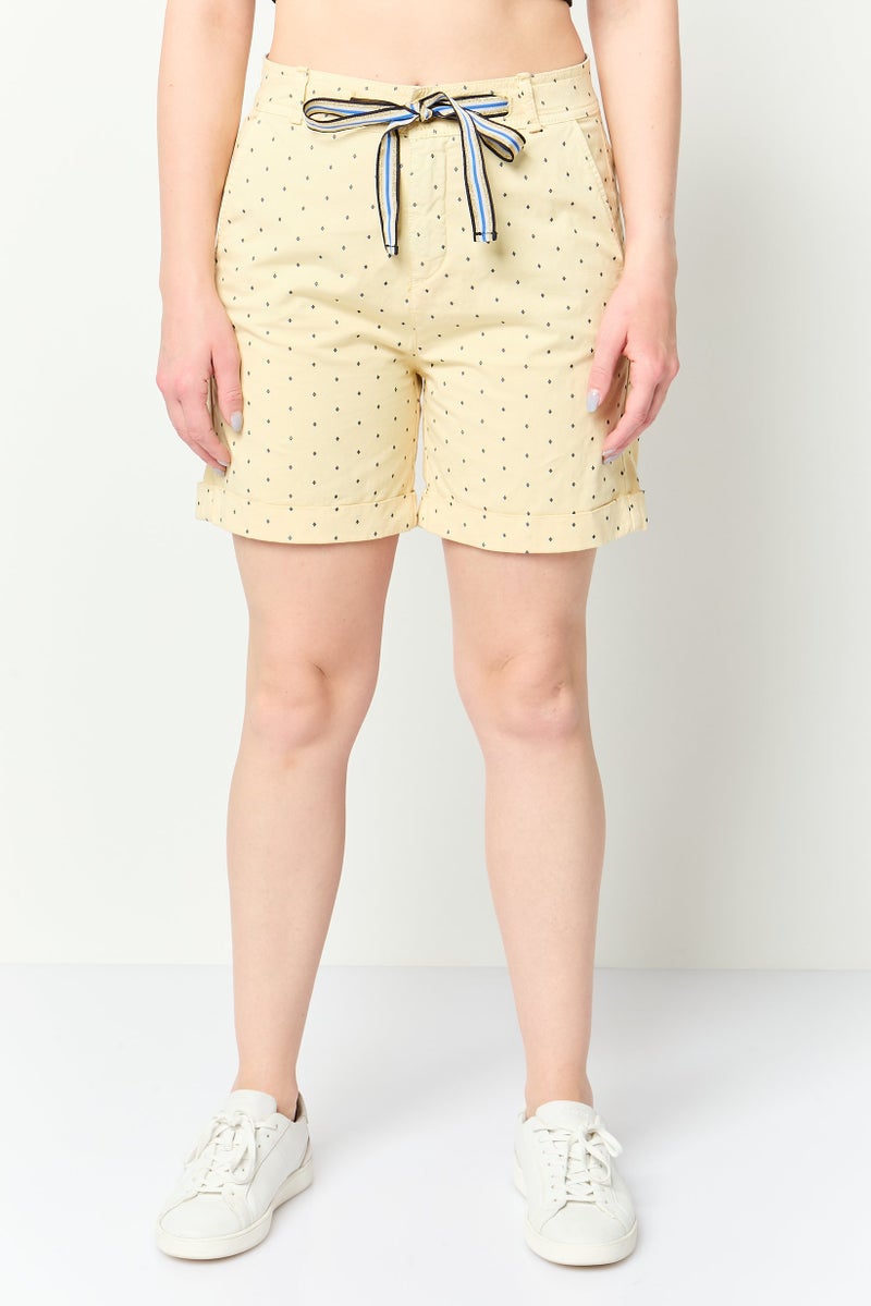 La Martina Women Allover Print Basic Shorts, Yellow - Image 1
