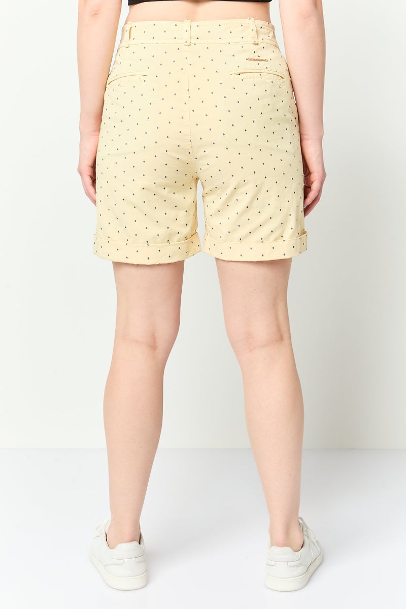 La Martina Women Allover Print Basic Shorts, Yellow - Image 4