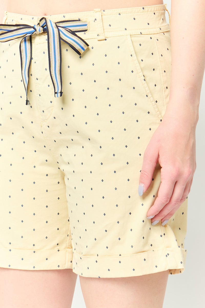 La Martina Women Allover Print Basic Shorts, Yellow - Image 3