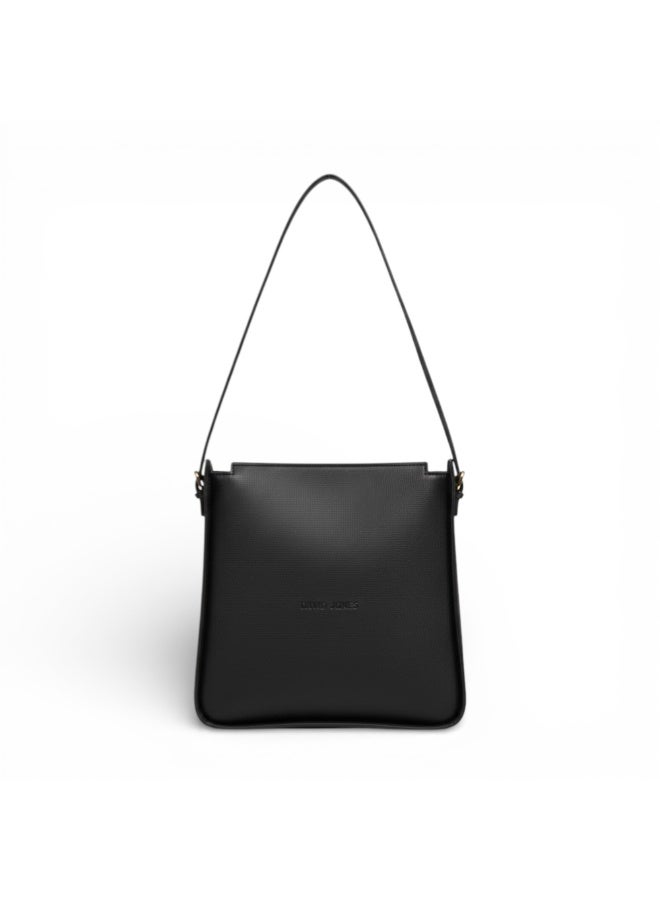 KANAZ Womenâ€™s Black Shoulder Bag | Minimalist Faux Leather Handbag with Adjustable Strap | Elegant Daily Purse for Work, Office & Casual Use, F3498 Modern Lady (Black) - Image 1