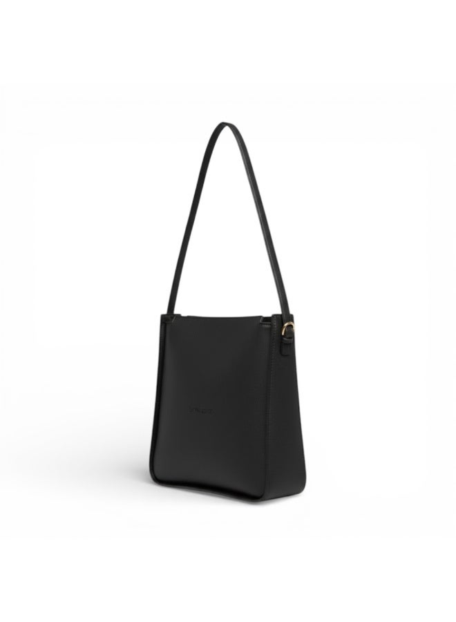 KANAZ Womenâ€™s Black Shoulder Bag | Minimalist Faux Leather Handbag with Adjustable Strap | Elegant Daily Purse for Work, Office & Casual Use, F3498 Modern Lady (Black) - Image 2