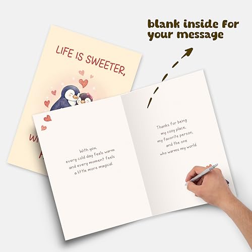 Bewoow Romantic Valentine’s Day Card Gift for Girlfriend Boyfriend, Lovely Anniversary Card Gift for Wife Husband, Life ls Sweeter With You As My Heater - Image 3