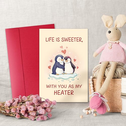 Bewoow Romantic Valentine’s Day Card Gift for Girlfriend Boyfriend, Lovely Anniversary Card Gift for Wife Husband, Life ls Sweeter With You As My Heater - Image 4