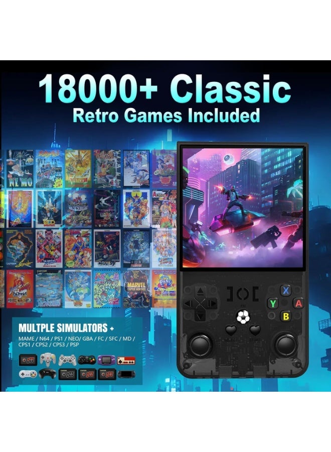 JAJEEK R36MAX Upgraded Retro Handheld Game Console, 4.0 Inch IPS Screen, Linux System with Professional RK3326 Gaming Chip, Built-in 18,000+ Games, 4000mAh Battery, Elegant Black - Image 2