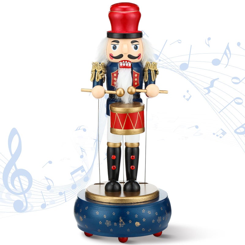 Jetec Nutcracker Music Box Wooden Nutcracker Soldier Toy Handmade Nutcracker Figures Christmas Nutcrackers Soldiers Wind up Musical Box Clockwork Christmas Music Box for Gift Home Decor Retro Style - Image 2