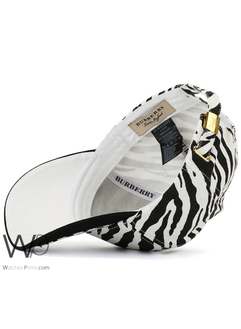 BURBERRY Burberry B Baseball Cap White-Black Color Cotton Hat For Men - Image 4