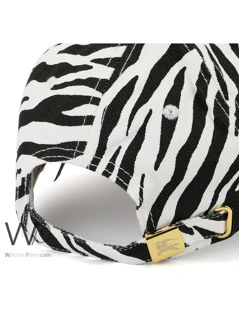 BURBERRY Burberry B Baseball Cap White-Black Color Cotton Hat For Men - Image 3