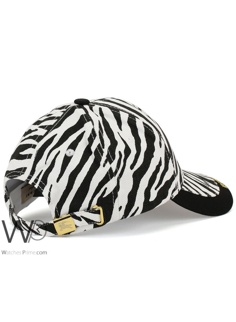 BURBERRY Burberry B Baseball Cap White-Black Color Cotton Hat For Men - Image 2