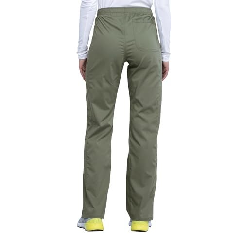 Cherokee Scrubs for Women Mid Rise Moderate Flare Drawstring Pant with 5 Pockets, Ultra Soft & Breathable Fabric - WW120T, M Tall, Olive - Image 2