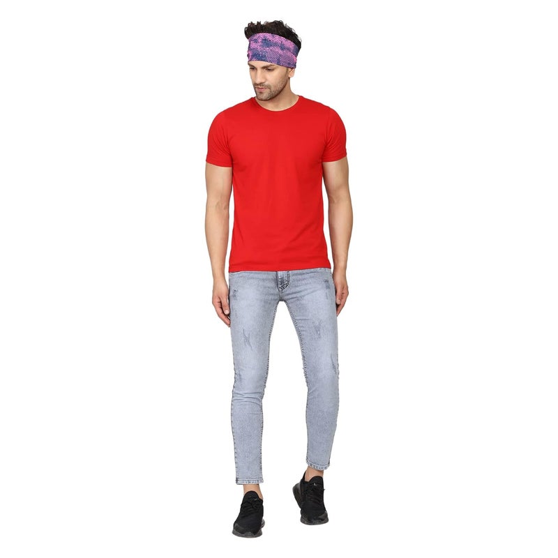 Coreteq Multicolor Sports Sweatband Headband Concealed Seam Micro-Spandex Men and Women (Fluro Fuchsia) - Image 4