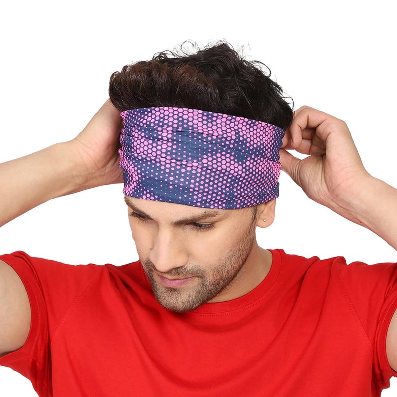 Coreteq Multicolor Sports Sweatband Headband Concealed Seam Micro-Spandex Men and Women (Fluro Fuchsia) - Image 2