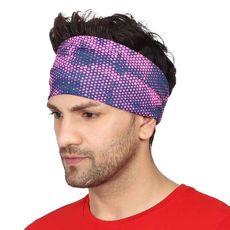 Coreteq Multicolor Sports Sweatband Headband Concealed Seam Micro-Spandex Men and Women (Fluro Fuchsia) - Image 1