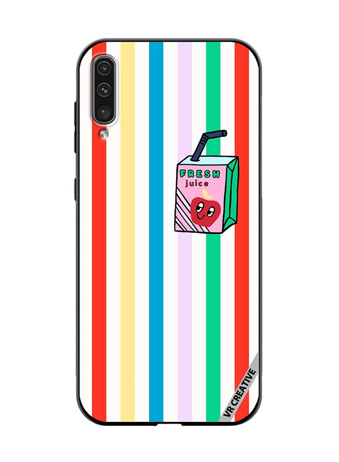 VR CREATIVE Protective Case Cover For Samsung Galaxy A50/A50s Summer Stripe Fresh Juice Apple Fruit Design Multicolour - Image 1
