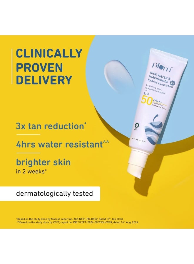 Plum Rice Water & Niacinamide 2% SPF50 Sunscreen 50G 1070 - Image 5