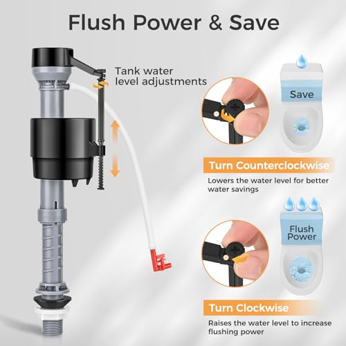 Houpeoro Universal Toilet Flusher Replacement Kit, Fill Valve, 2-Inch Flapper, Toilet Handle Lever, Adjustable, Quiet, Easy to Install, Complete Toilet Parts Inside Tank Kit (Red, 1-Pack) - Image 4